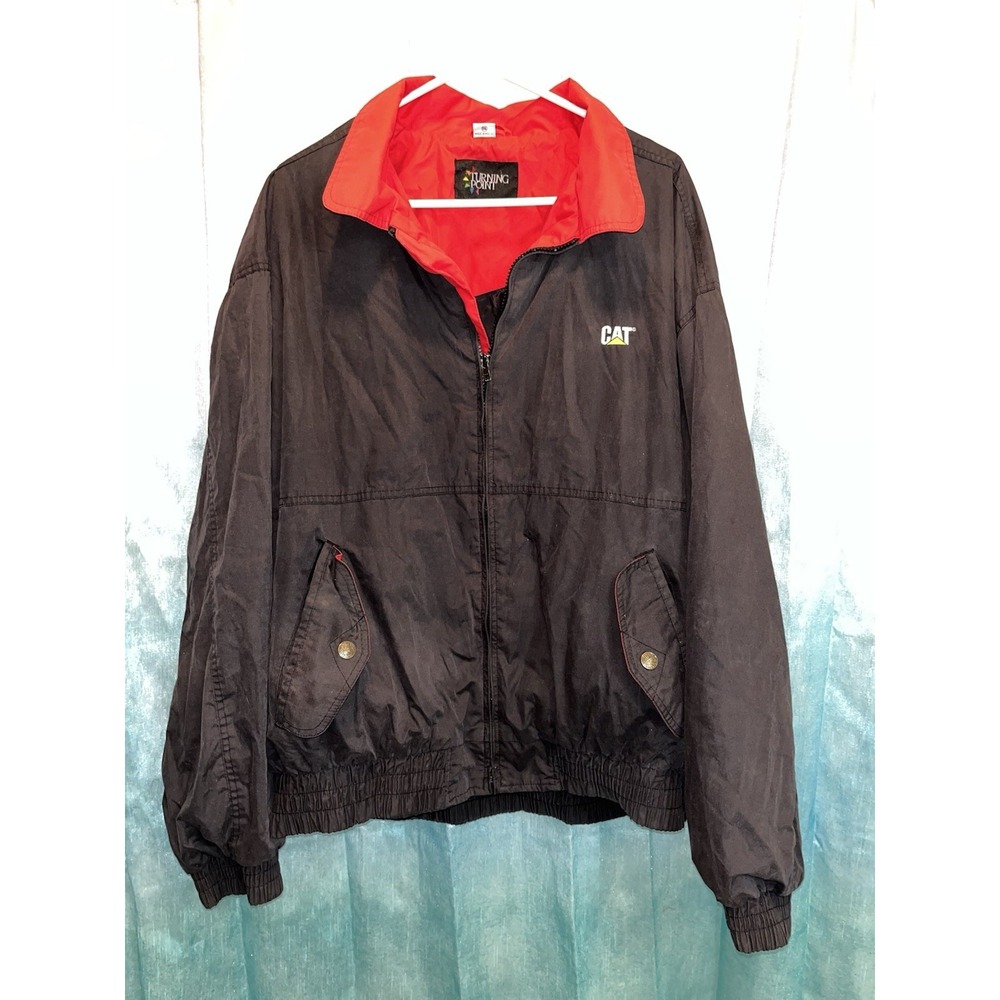 Vintage Turning Point CAT Black & Red‎ Racing Jacket XXL Unisex